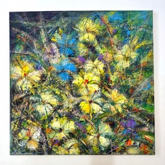 Flourish in Yellow Flowers Impressionism Original oil Painting Ready to Hang