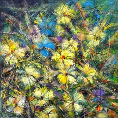 Flourish in Yellow Flowers Impressionism Original oil Painting Ready to Hang