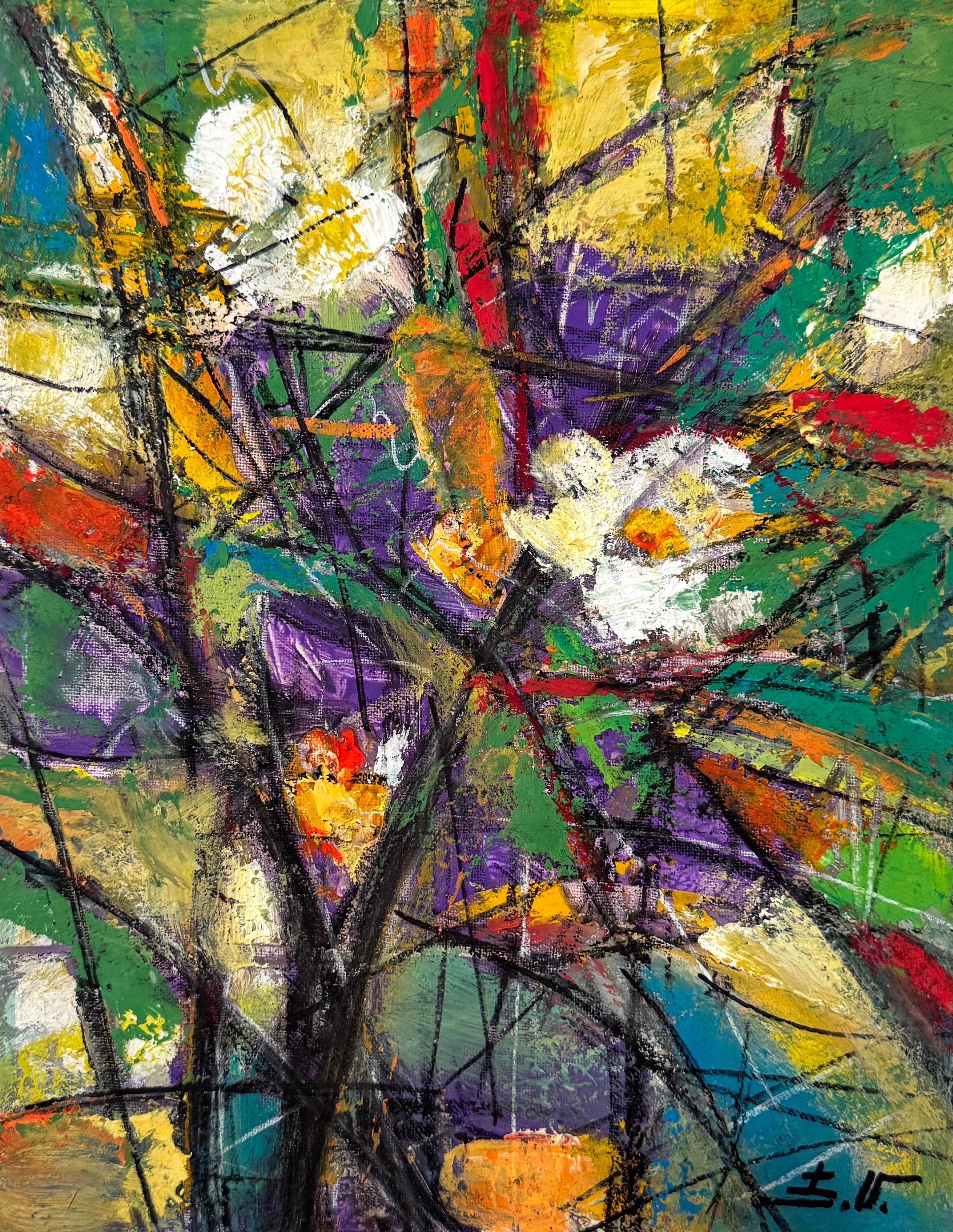 Landscape Painting Eduard Matevosyan - Flowers Impressionnisme Peinture à l'huile originale unique en son genre