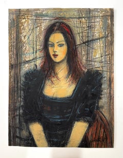 Milena in Black Figurative art Original oil Painting One of a Kind