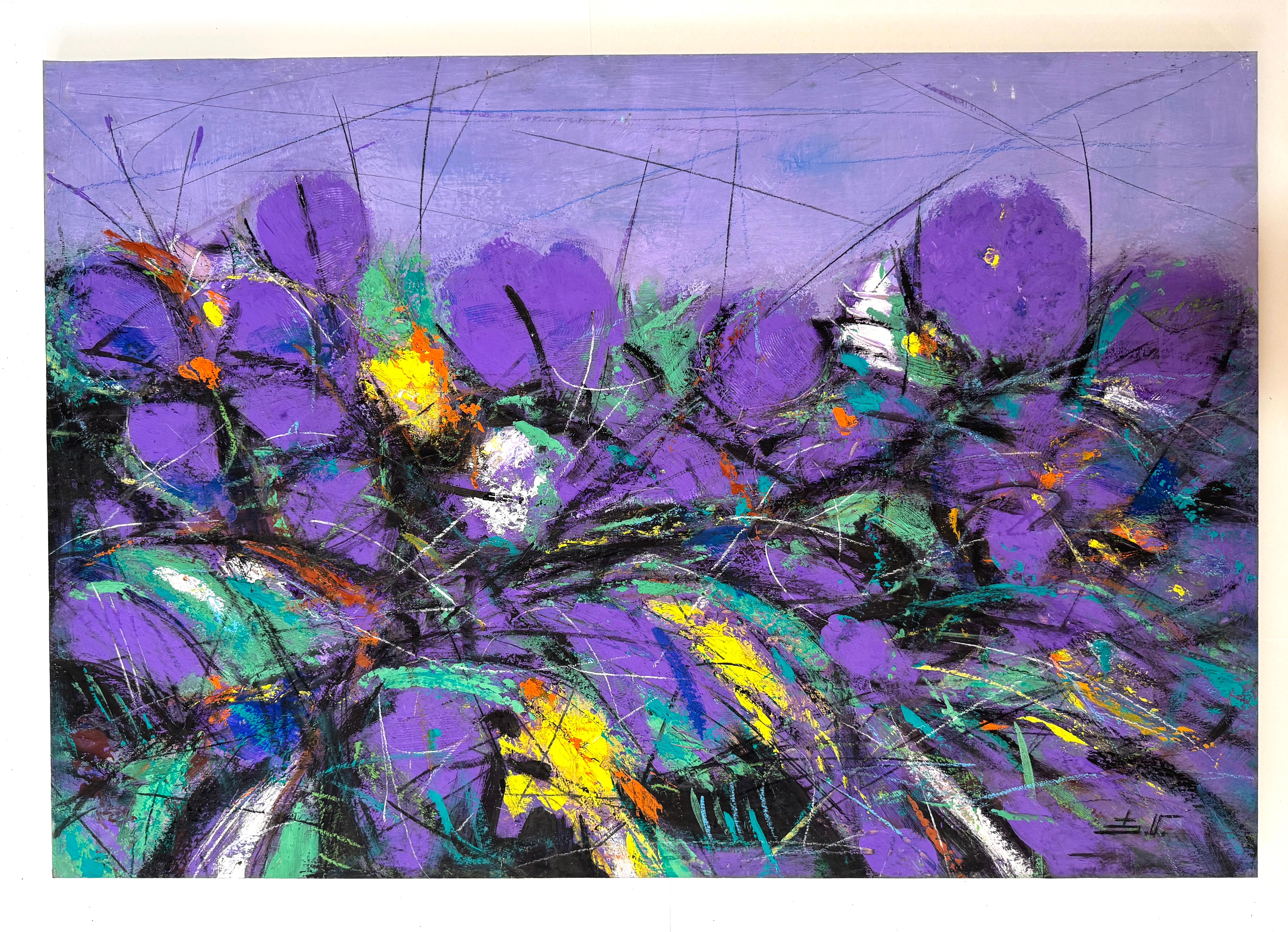 Fiori di orchidea mistica Impressionismo Pittura ad olio originale pronta da appendere - Painting di Eduard Matevosyan