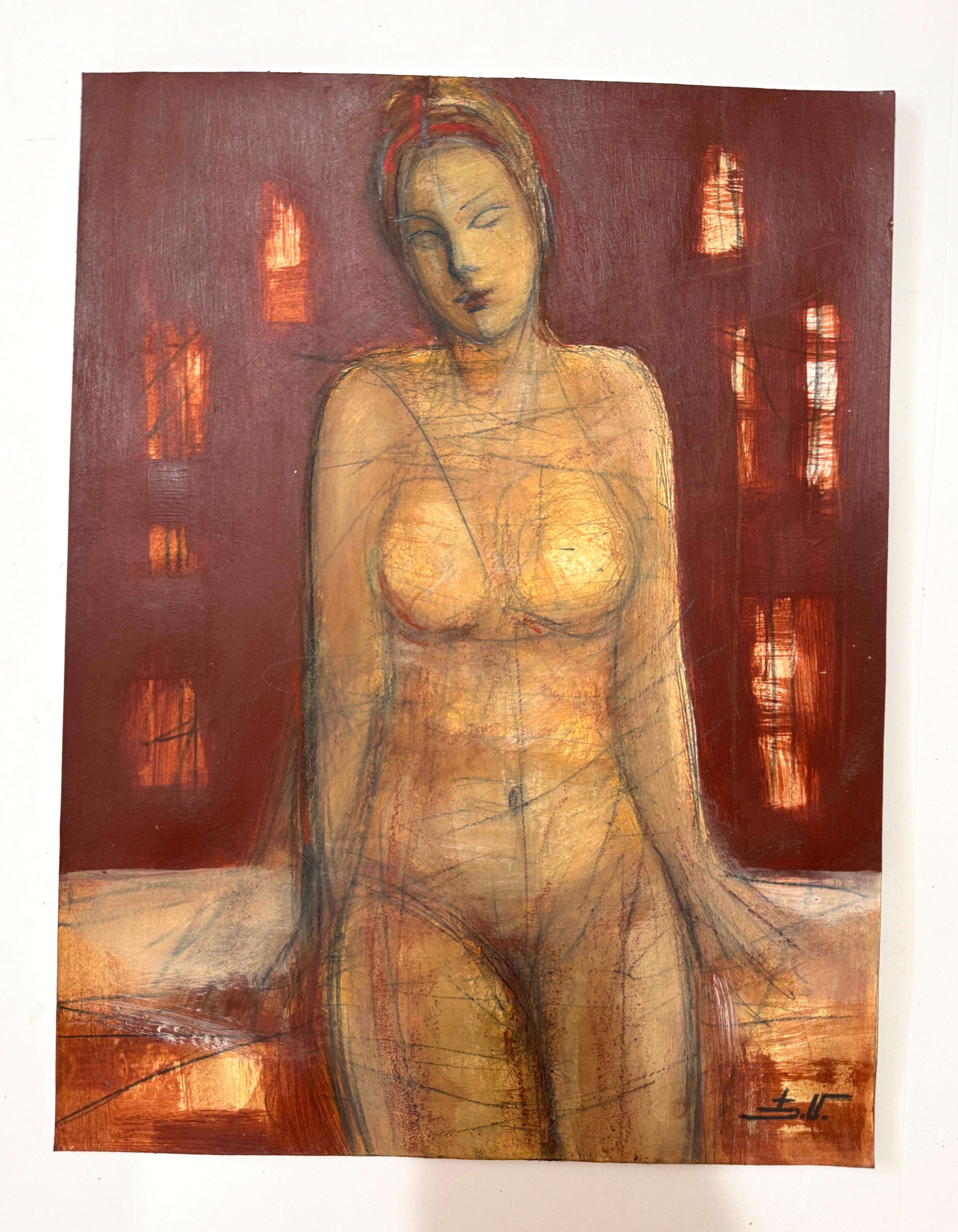 Desnudo Arte figurativo Pintura al óleo original Única - Painting de Eduard Matevosyan