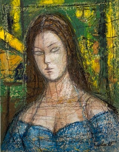 Retrato Mujer Arte Contemporáneo Pintura al Óleo Original Único