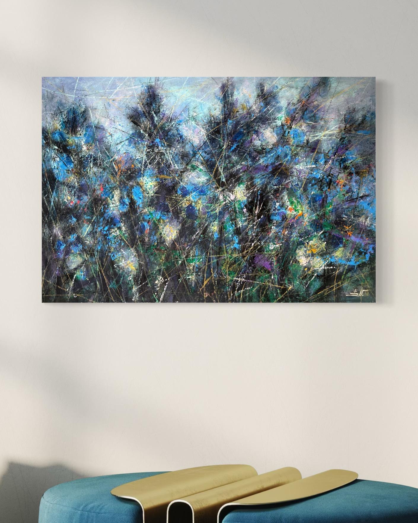 Fiori viola Reverie Impressionismo Pittura ad olio originale pronta da appendere in vendita 2
