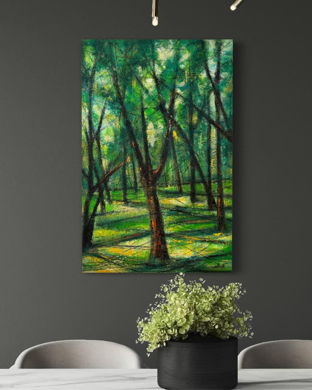 Artista: Eduard Matevosyan
Obra: Pintura al óleo original, Obra de arte hecha a mano, Única en su género 
Técnica Óleo sobre tabla
Año: 2025
Estilo: Impresionismo, 
Título: Summer Grove,
Tamaño: 37,5