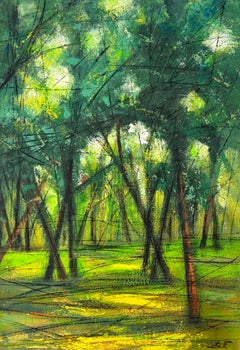 Summer Trees Landscape Impressionism Original oil Painting Ready to Hang