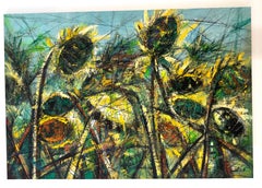 Sunflowers Floral Impressionism Original oil Painting Ready to Hang