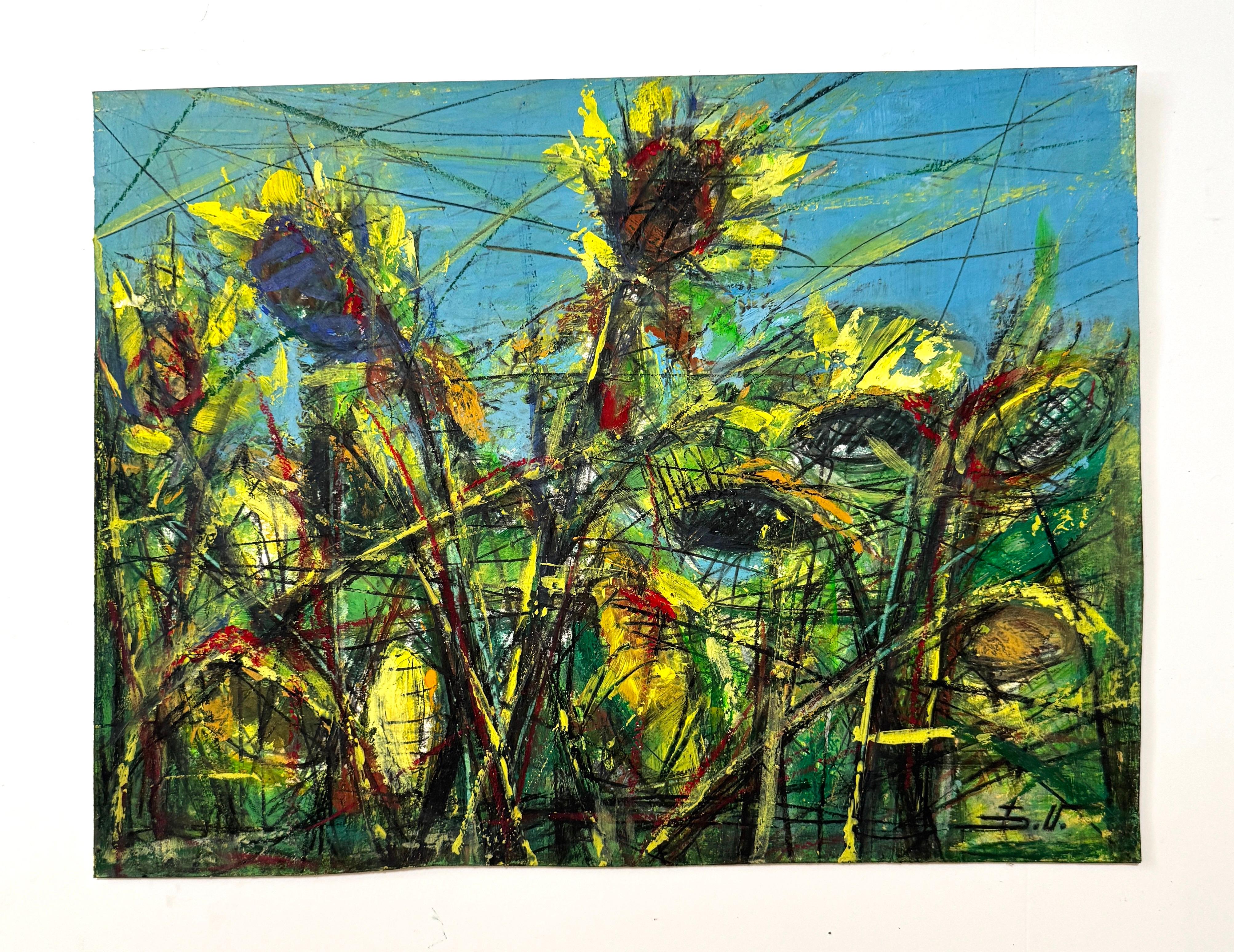 Peinture à l'huile impressionniste d'origine Sunflowers, unique en son genre - Painting de Eduard Matevosyan