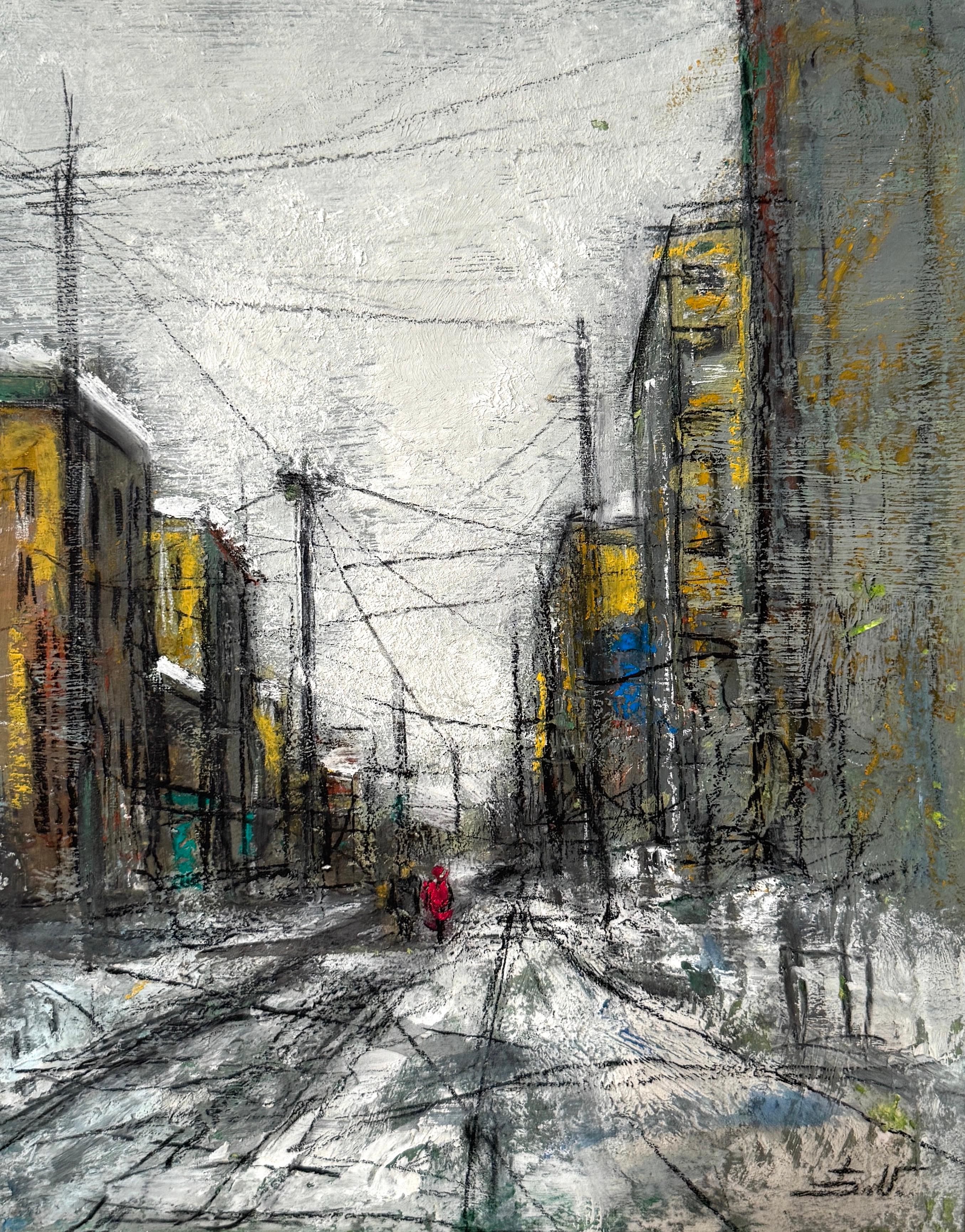 Landscape Painting Eduard Matevosyan - Impressionnisme de la ville d'hiver Peinture à l'huile originale unique en son genre
