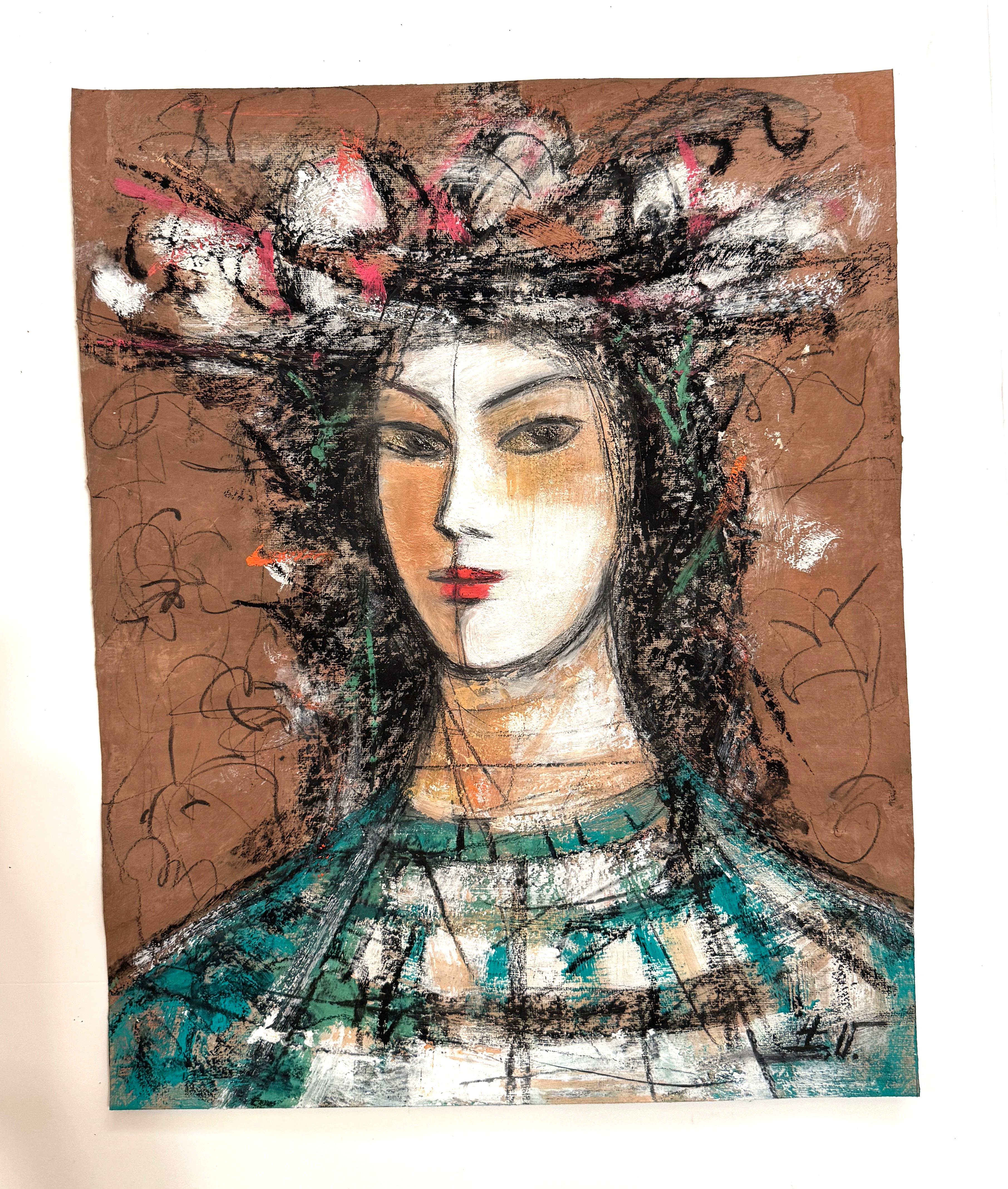 Femmes en portrait OCHRE Art contemporain Peinture à l'huile originale Unique en son genre - Painting de Eduard Matevosyan