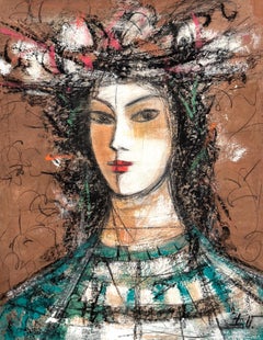 Femmes en portrait OCHRE Art contemporain Peinture à l'huile originale Unique en son genre