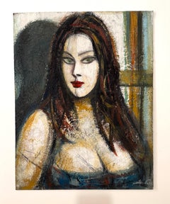 Ritratto di donna Arte Contemporanea Pittura ad olio originale Unica nel suo genere