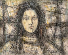 Portrait de femme Art contemporain Peinture à l'huile originale Unique en son genre