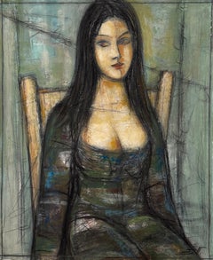 Retrato de mujer Arte figurativo Pintura al óleo original Única