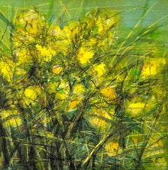 Yellow Serenity Flowers Impressionism Original oil Painting Ready to Hang
