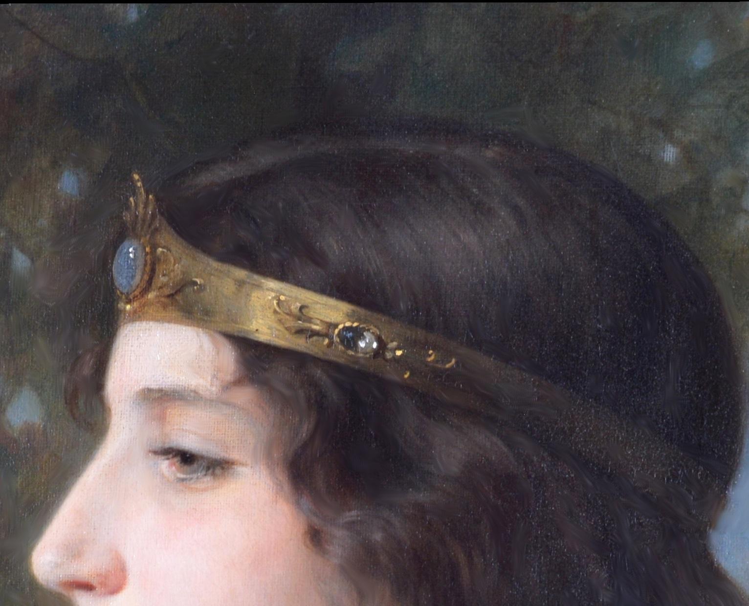 Peinture à l'huile néoclassique du 19e siècle Déesse Héra de la Grèce antique Olympienne 1