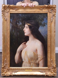 Antique 19th Century Neoclassical Oil Painting of Ancient Greek Goddess Hera Olympian 