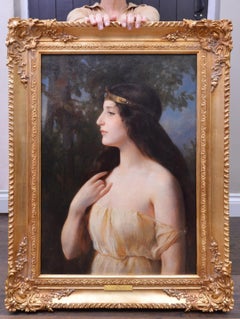 Hera - Large 19th Century Neoclassical Oil Painting of Greek Goddess 