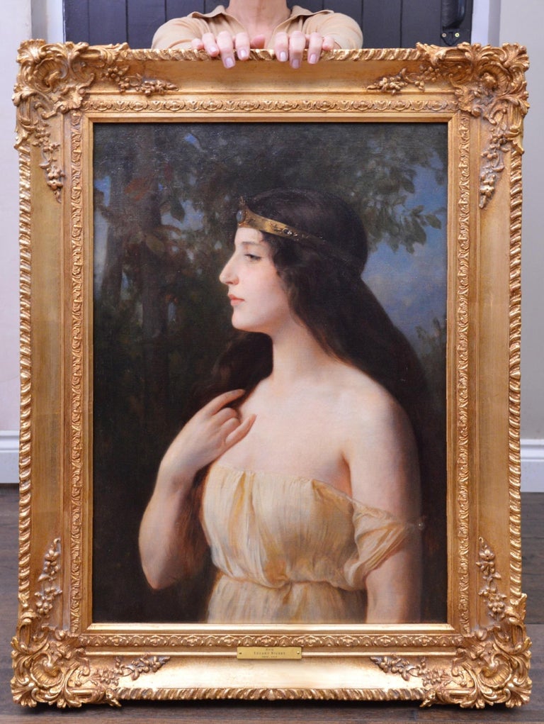 Eduard Niczky Portrait Painting - Hera - Large 19th Century Neoclassical Oil Painting of Greek Goddess 