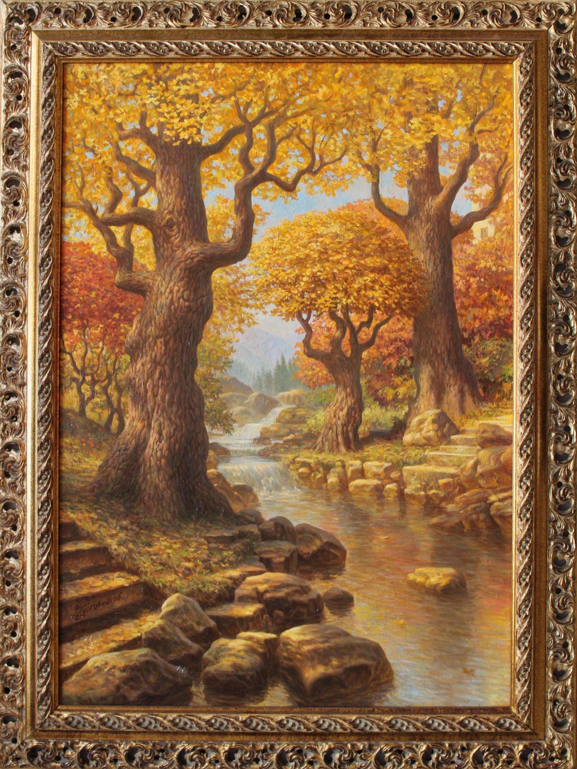 Goldene Eichen – Painting von Eduard Pustovoitovs