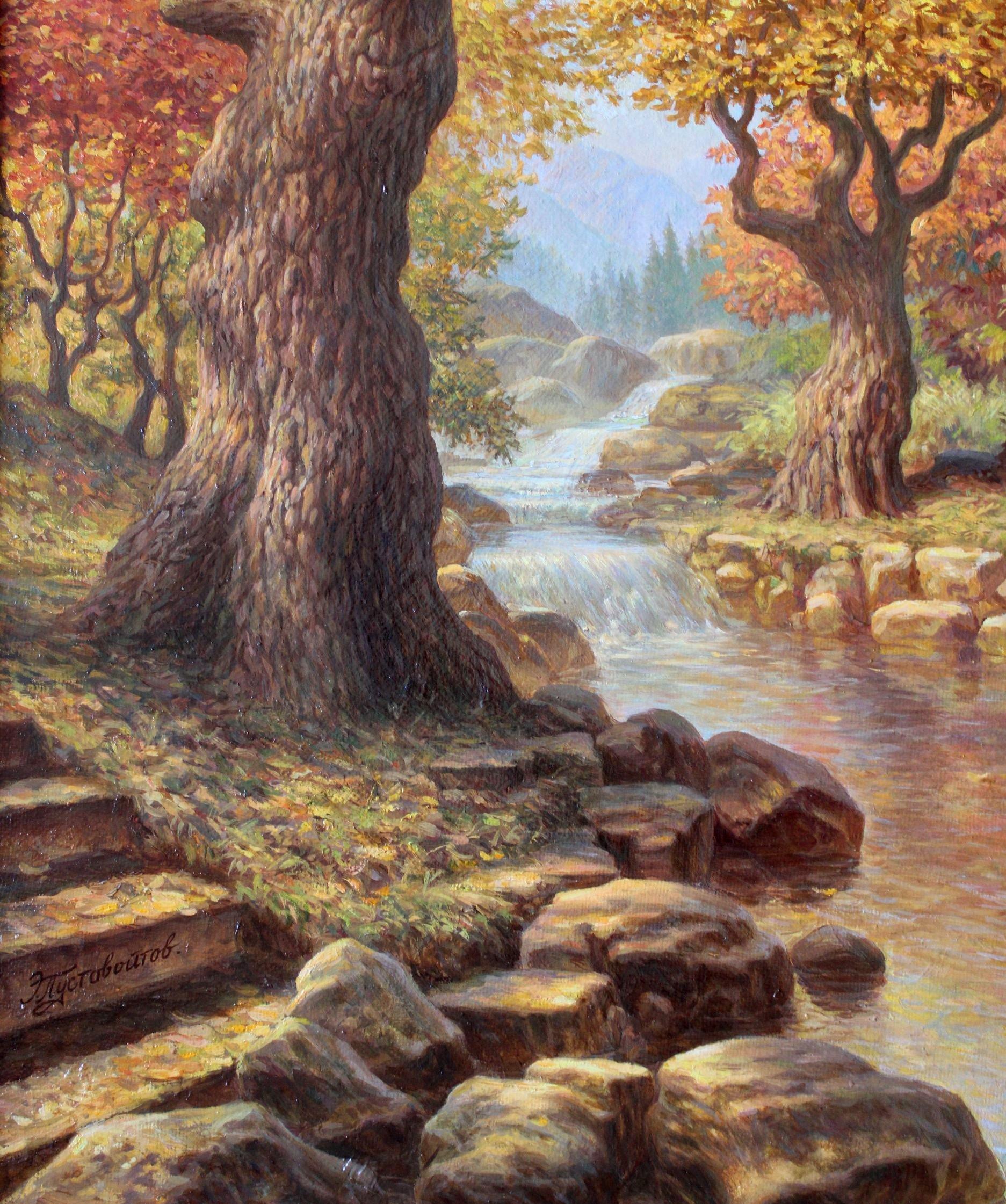 Goldene Eichen (Zeitgenössisch), Painting, von Eduard Pustovoitovs