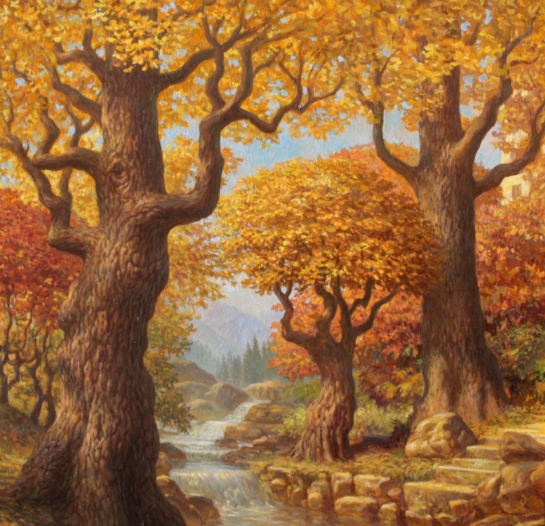 Goldene Eichen (Braun), Interior Painting, von Eduard Pustovoitovs
