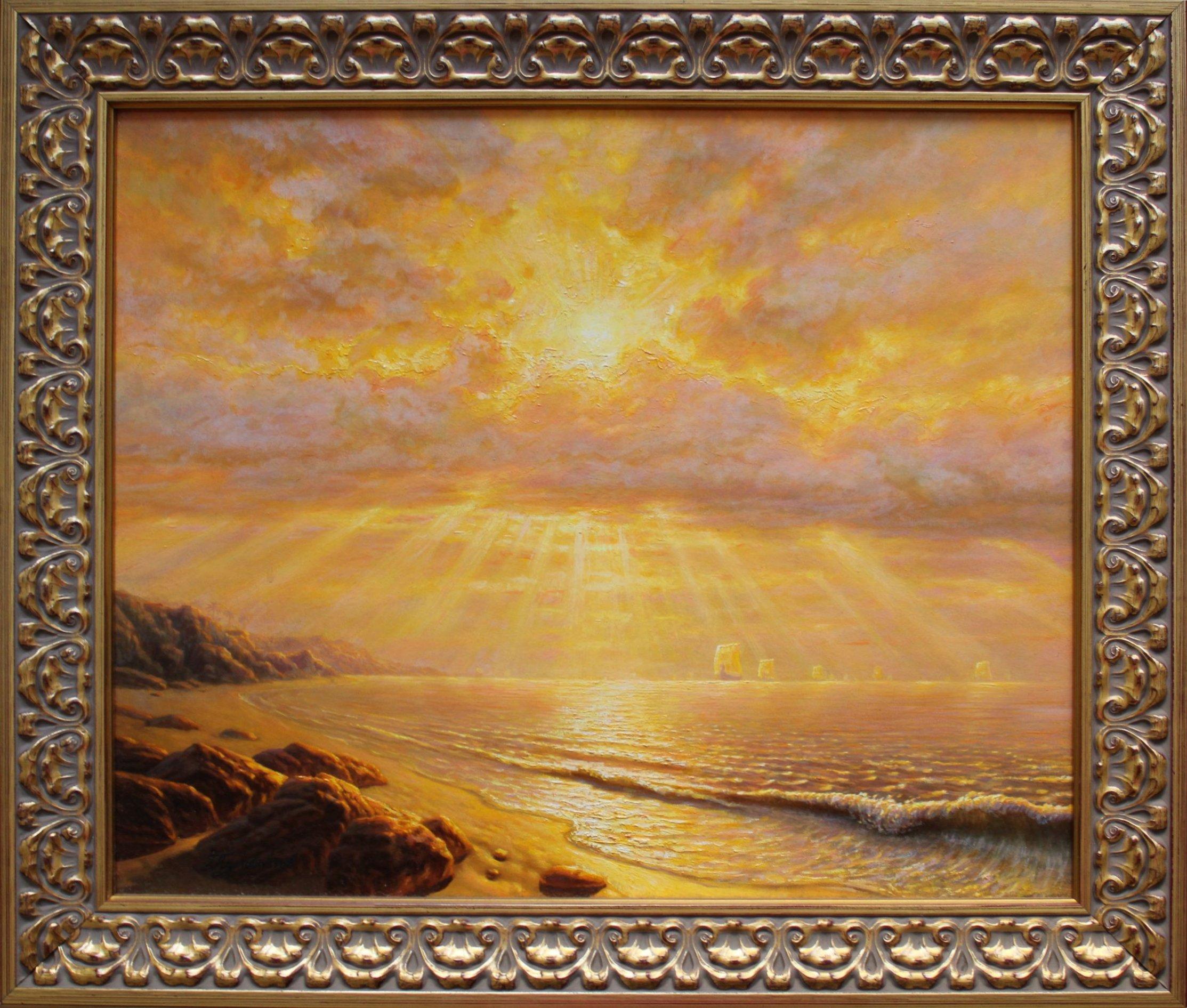 Sonnenuntergang/Sonnenaufgang – Painting von Eduard Pustovoitovs