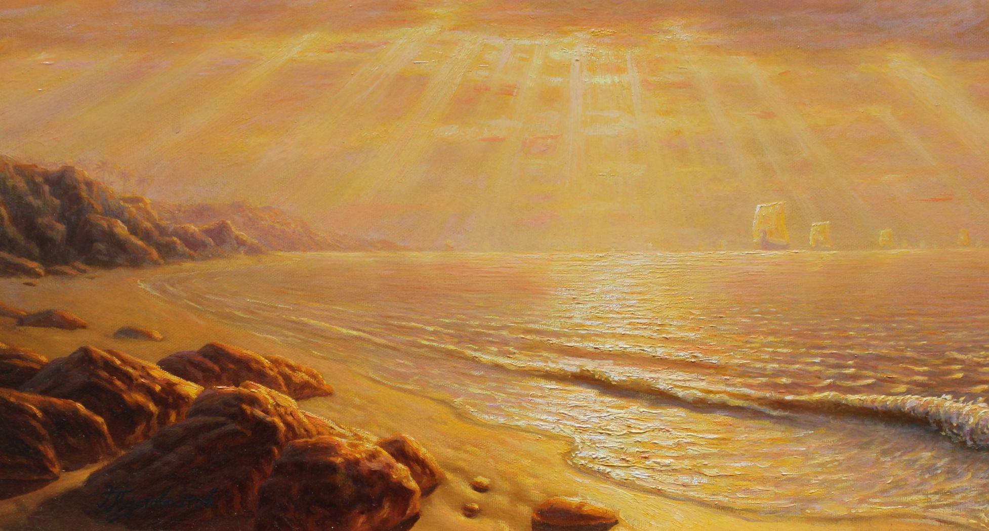 Sonnenuntergang/Sonnenaufgang (Braun), Interior Painting, von Eduard Pustovoitovs