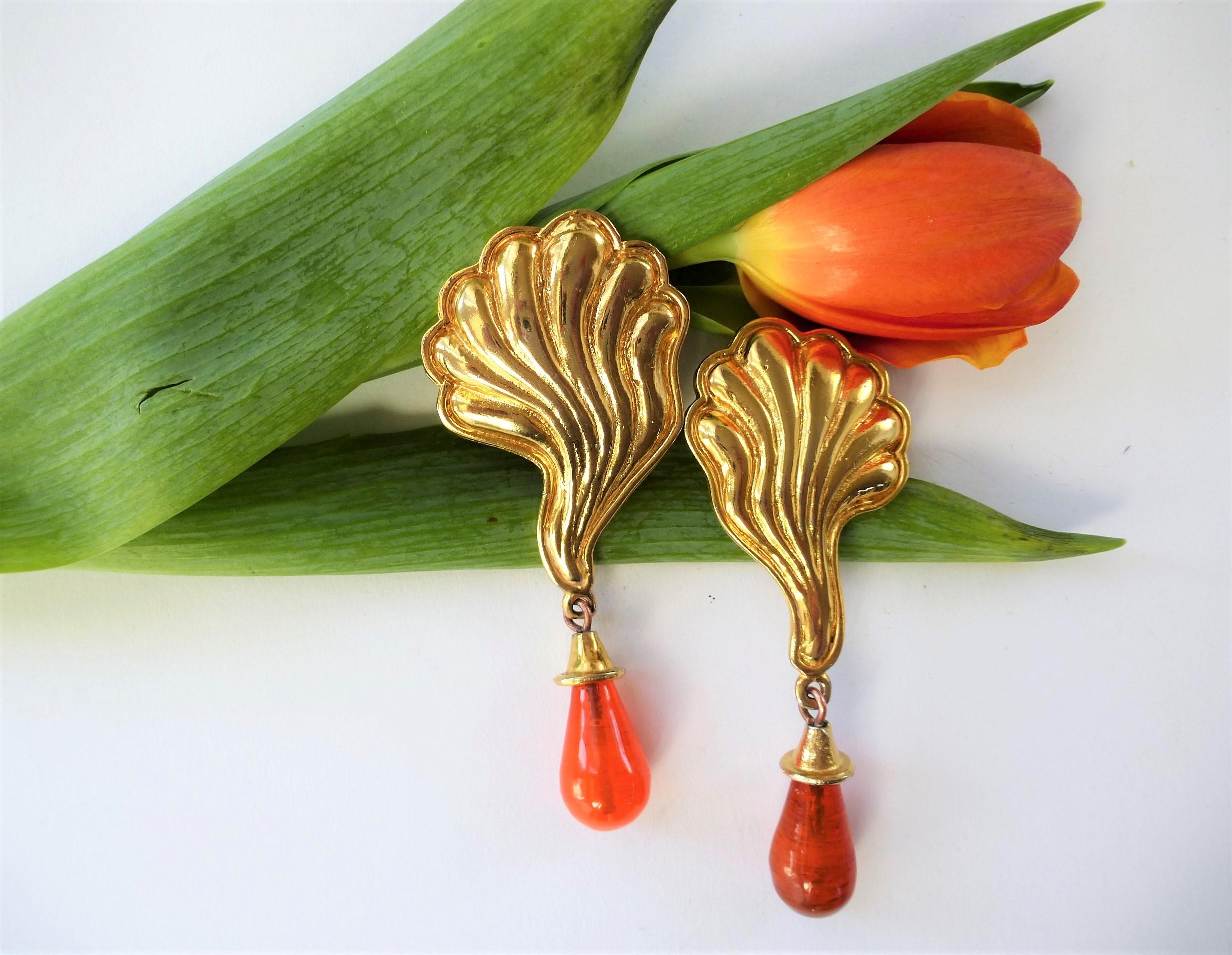 EDUARD RAMBAUD PARIS ear clips gold plated about 1980/90 In Good Condition For Sale In Stuttgart, DE