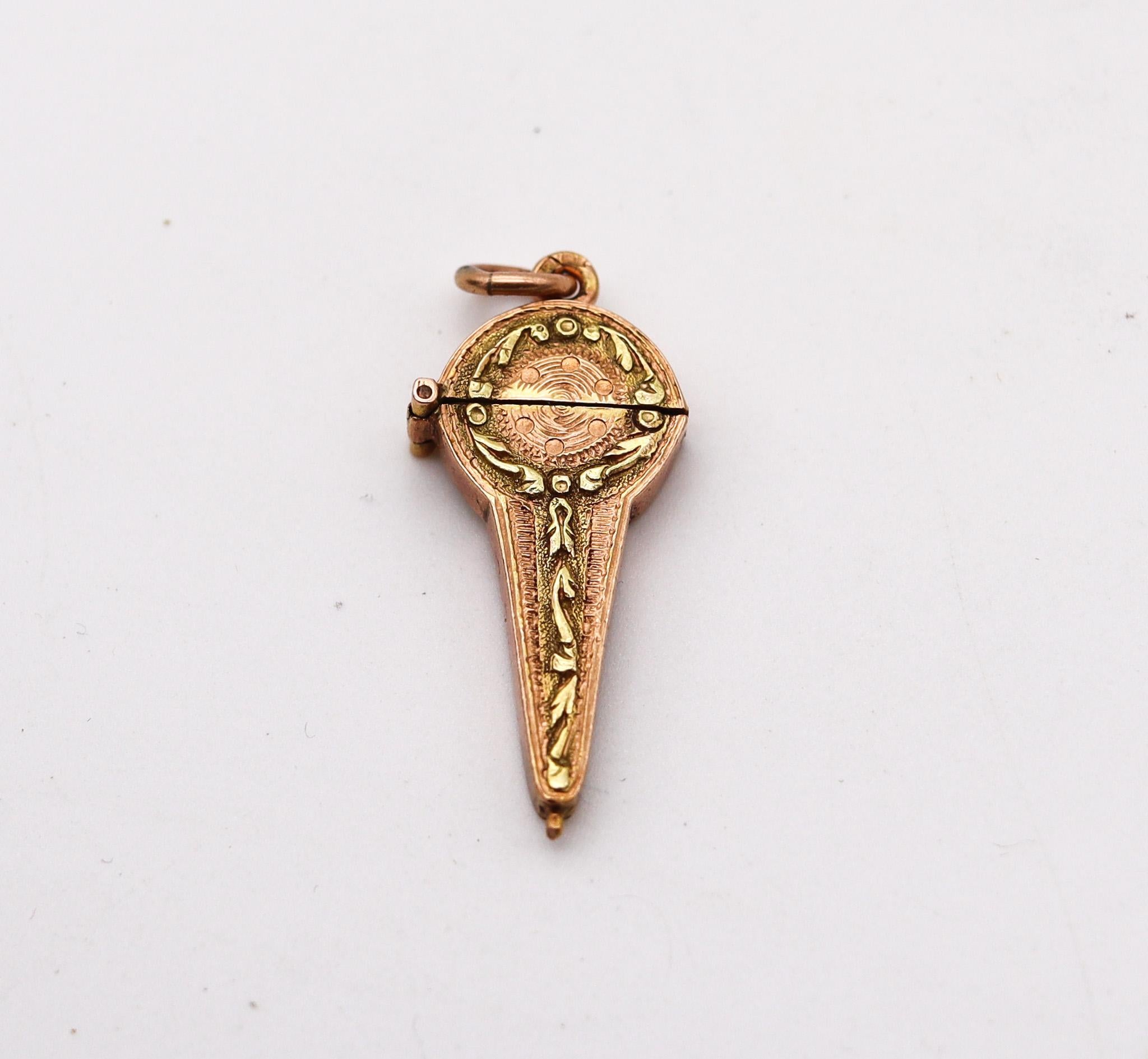 Eduard Türk 1900 Österreich Edwardian Miniature Etoile Box-Charm In 18Kt Gold für Damen oder Herren im Angebot