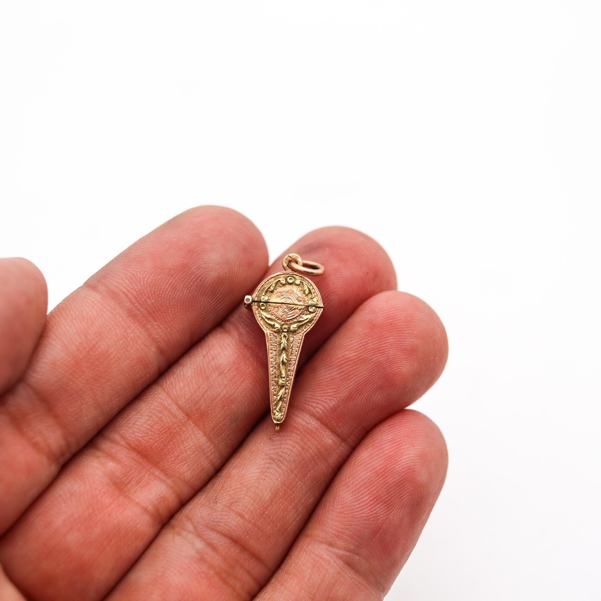 Eduard Türk 1900 Österreich Edwardian Miniature Etoile Box-Charm In 18Kt Gold im Angebot 1