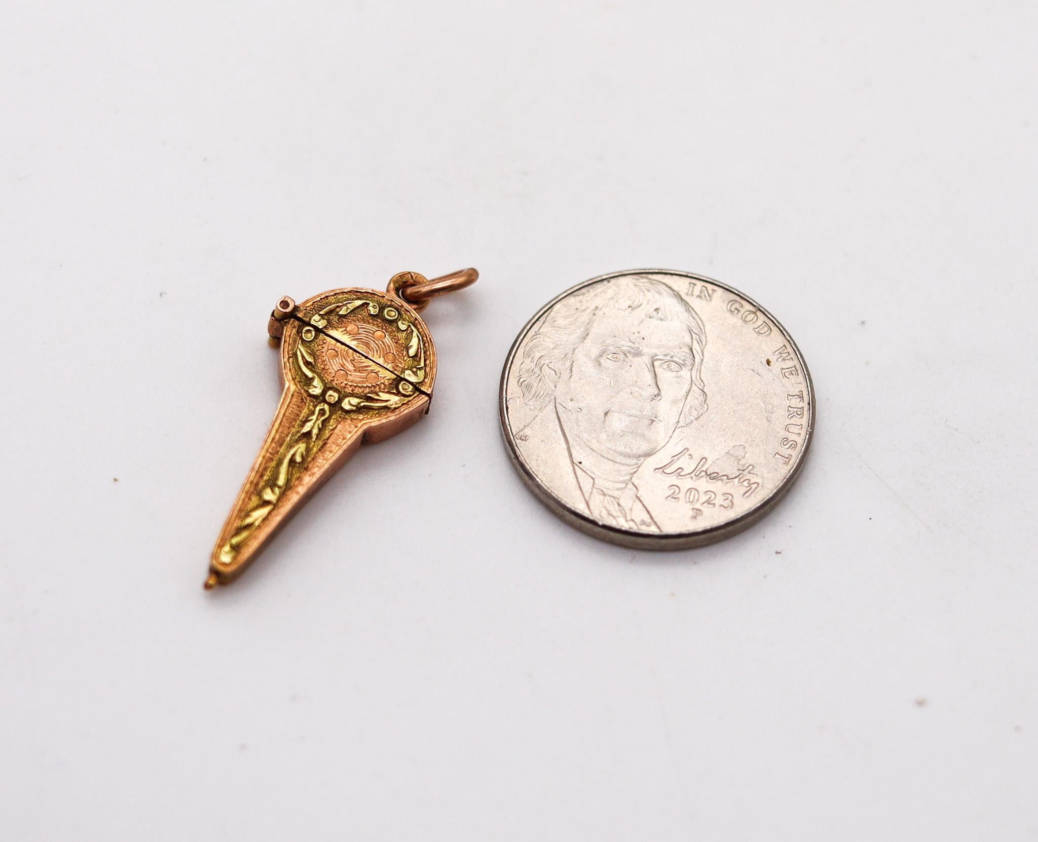 Eduard Türk 1900 Österreich Edwardian Miniature Etoile Box-Charm In 18Kt Gold im Angebot 2