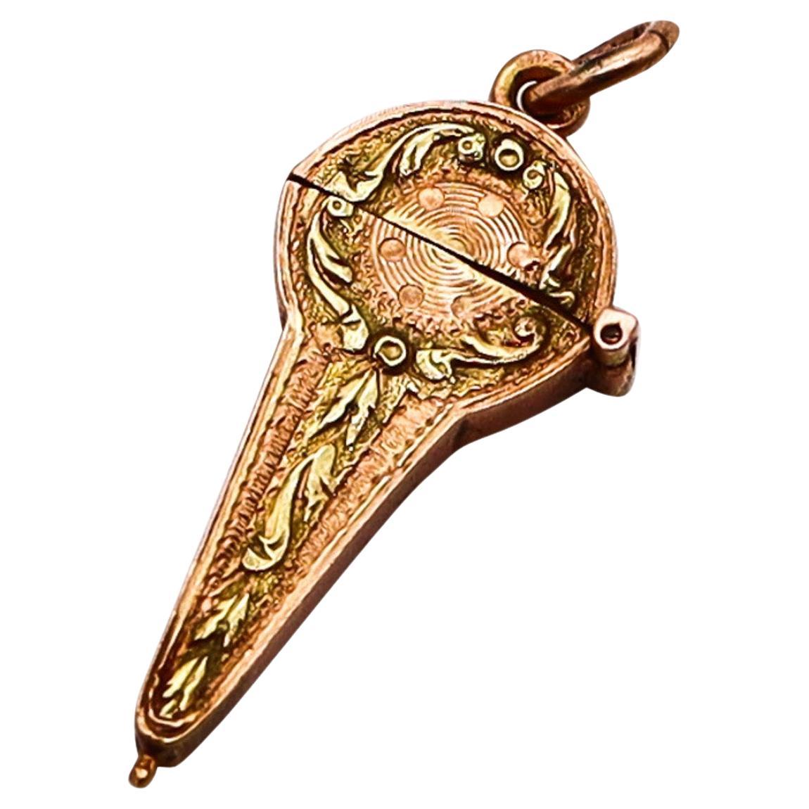 Eduard Türk 1900 Österreich Edwardian Miniature Etoile Box-Charm In 18Kt Gold im Angebot