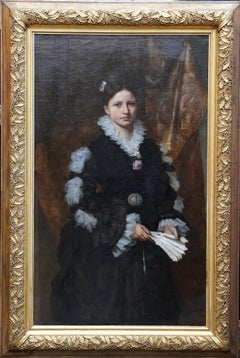 Portrait of an Elegant Lady - Austrian Symbolism 19th century art oil painting