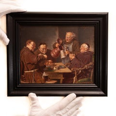 Monks Around a Table by a Follower of Eduard Von Grützner, Oil on Panel