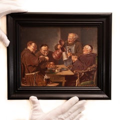 Monks Around a Table by a Follower of Eduard Von Grützner, Oil on Panel 