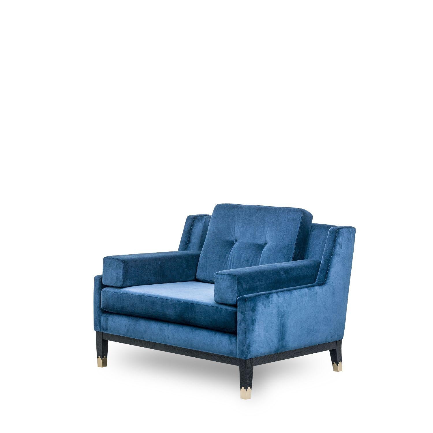 Mid-Century Modern Fauteuil Mr Jones, 100 % velours de coton, par Duistt en vente