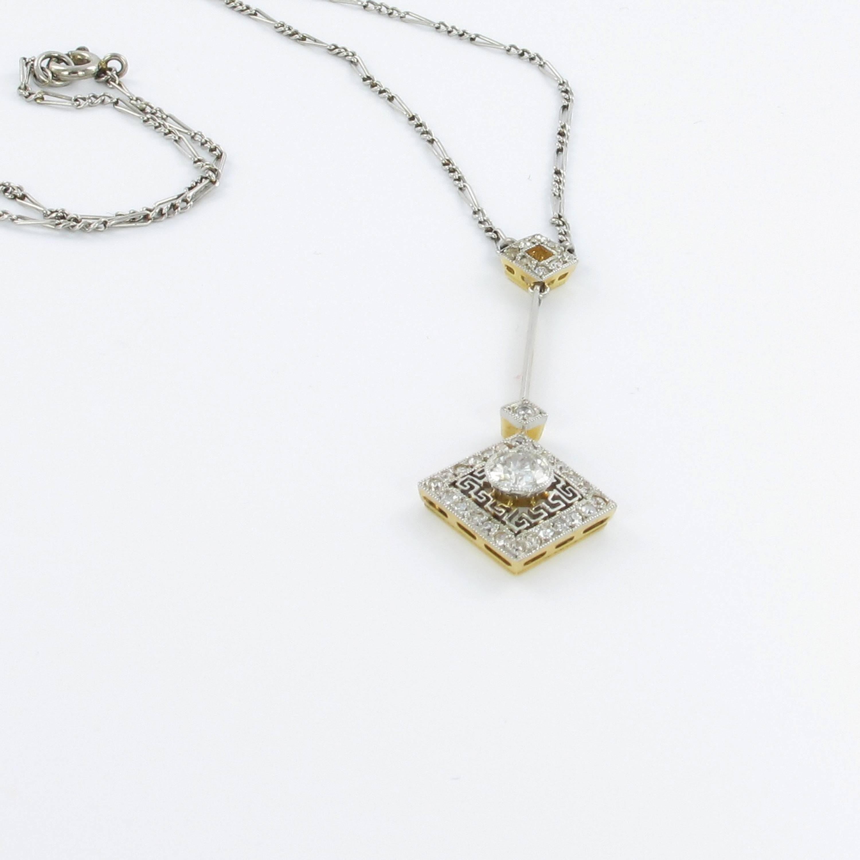 Eduardian Diamond 'Lavalière' Platinum and Gold Necklace 1