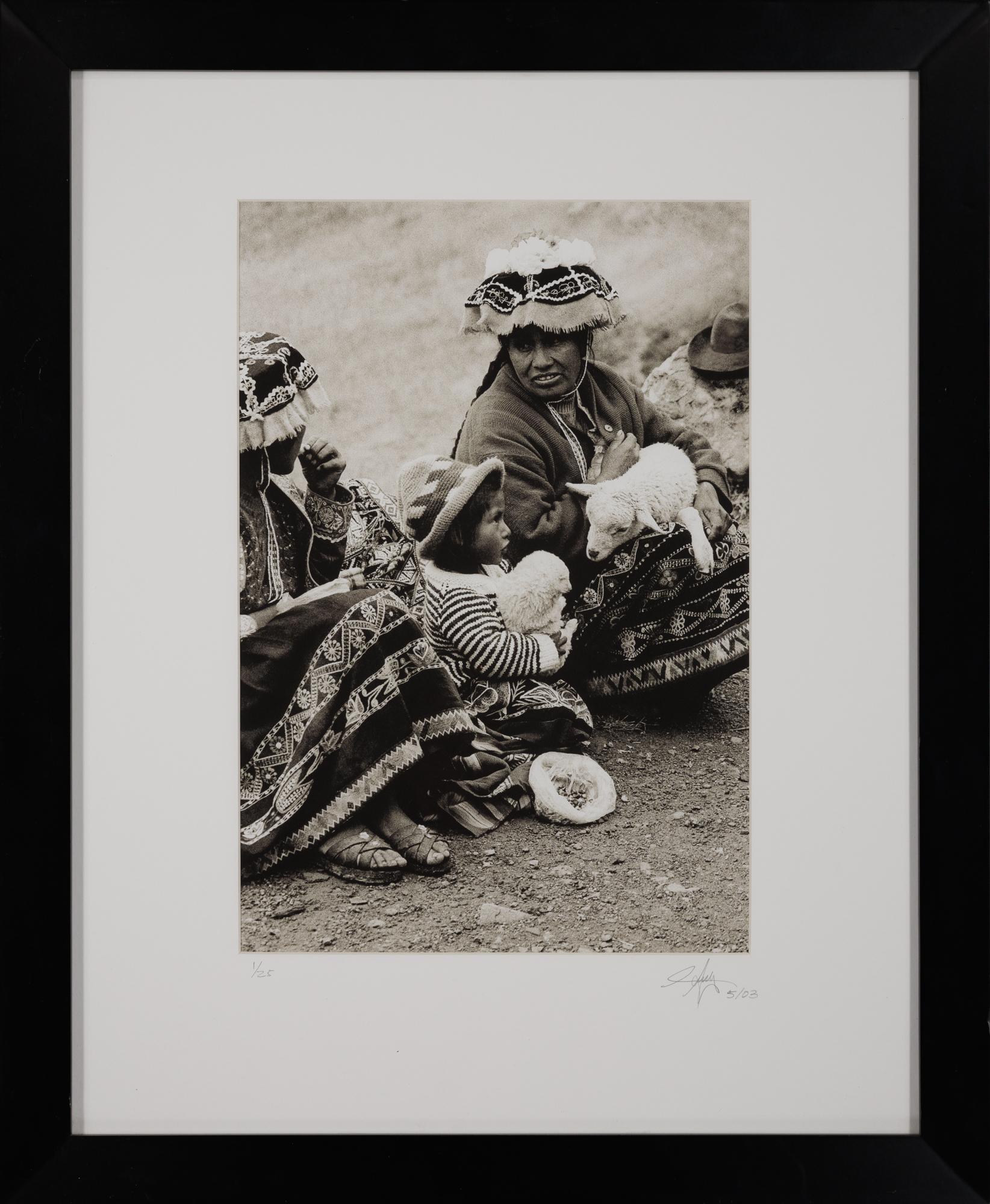 Eduardo Acorda Black and White Photograph - Indian Woman and Child 
