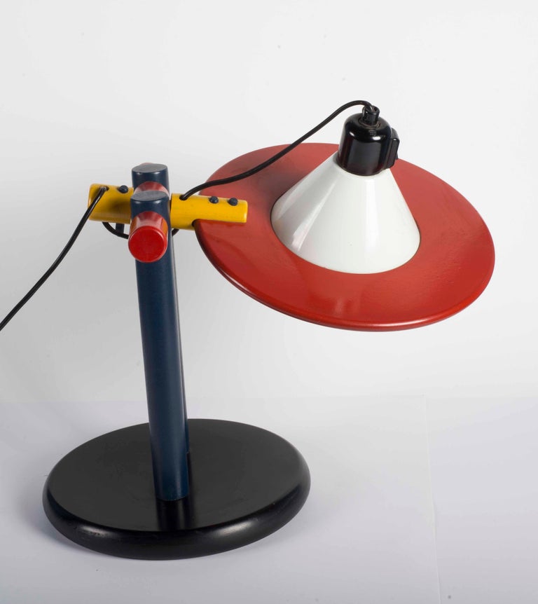 Eduardo Albors 1979 Desk Lamp in Painted Wood and Metal Colorin-Colorado For Sale 1