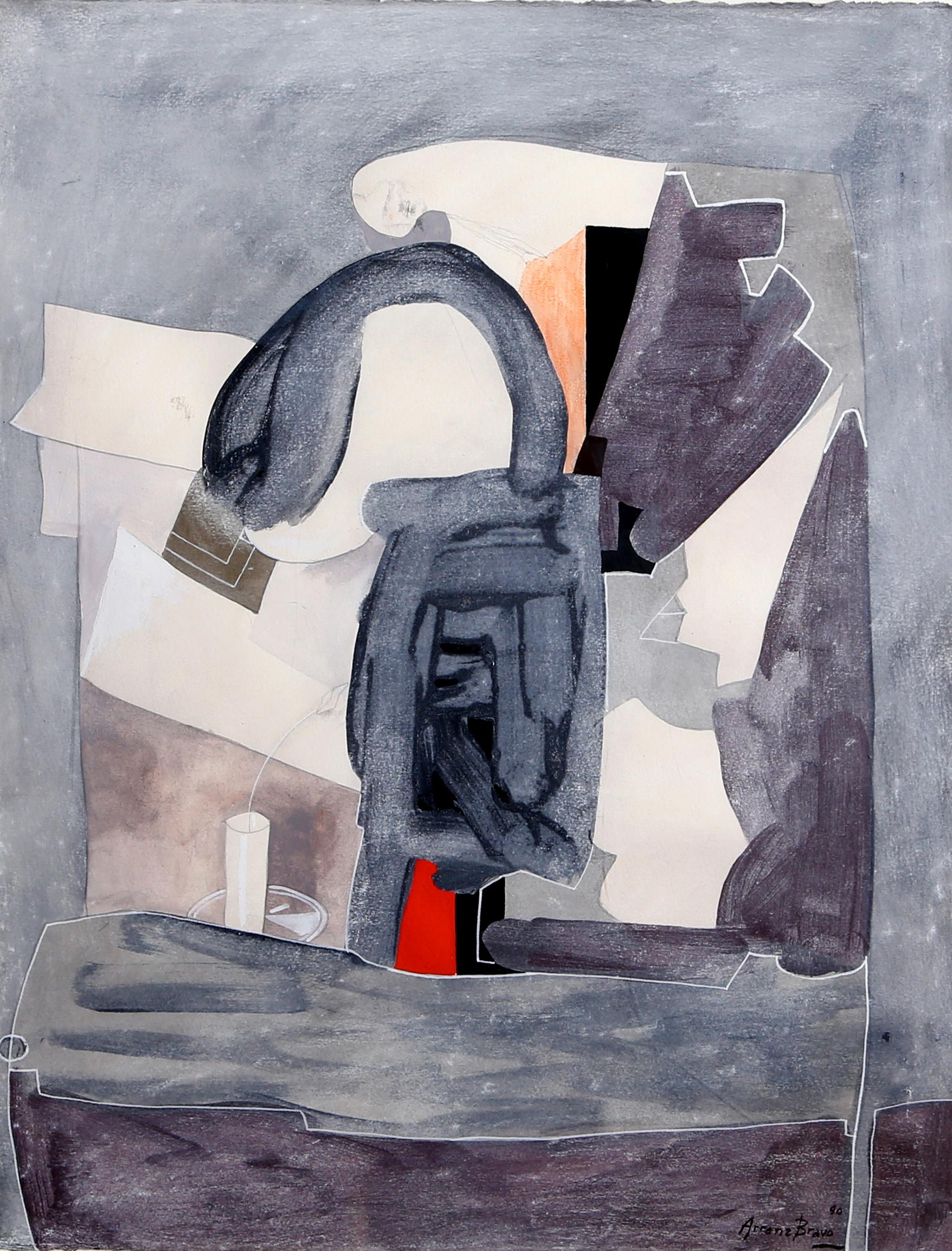 Artist: Eduardo Arranz-Bravo, Spanish (1941 - )
Title: Blue-Gray
Year: 1990
Medium: Acrylic and Mixed Media on Paper, signed and dated
Paper Size: 25.5  x 19.5 in. (64.77  x 49.53 cm)
Frame Size: 34.5 x 28 inches