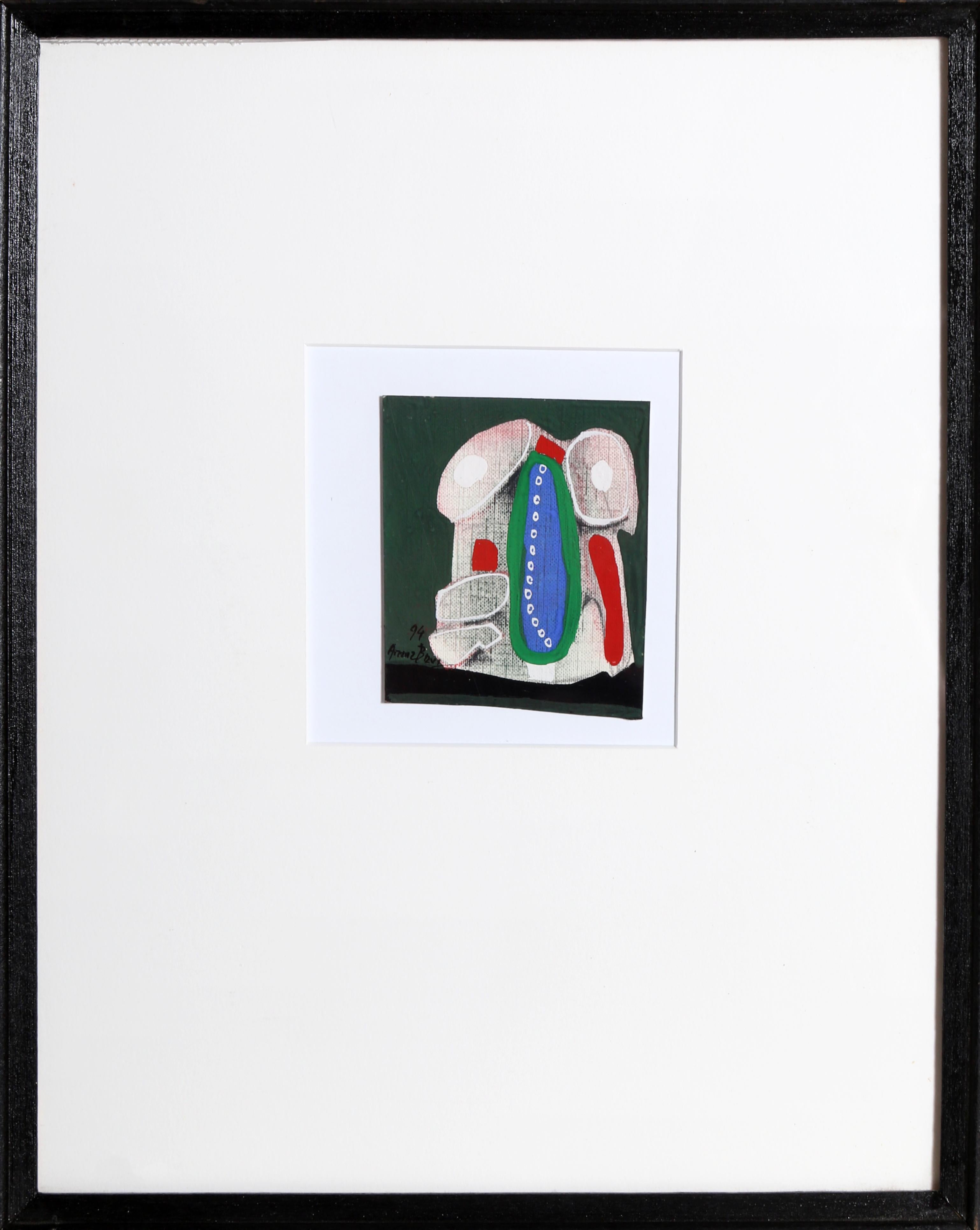 Abstract Mixed Media artwork by Spanish artist Eduardo Arranz-Bravo.

Cadaques No.49
Eduardo Arranz-Bravo, Spanish (1941)
Date: 1994
Mixed Media on Paper, signed lower left
Size: 3.75 x 3 in. (9.53 x 7.62 cm)
Frame Size: 14.75 x 11.75 inches