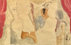 Eduardo Arranz-Bravo “Las Vírgenes Locas” Figurative Watercolor on Paper