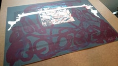 Eduardo Arranz-Bravo - Lithographie d'intérieur abstraite bleue et blanche