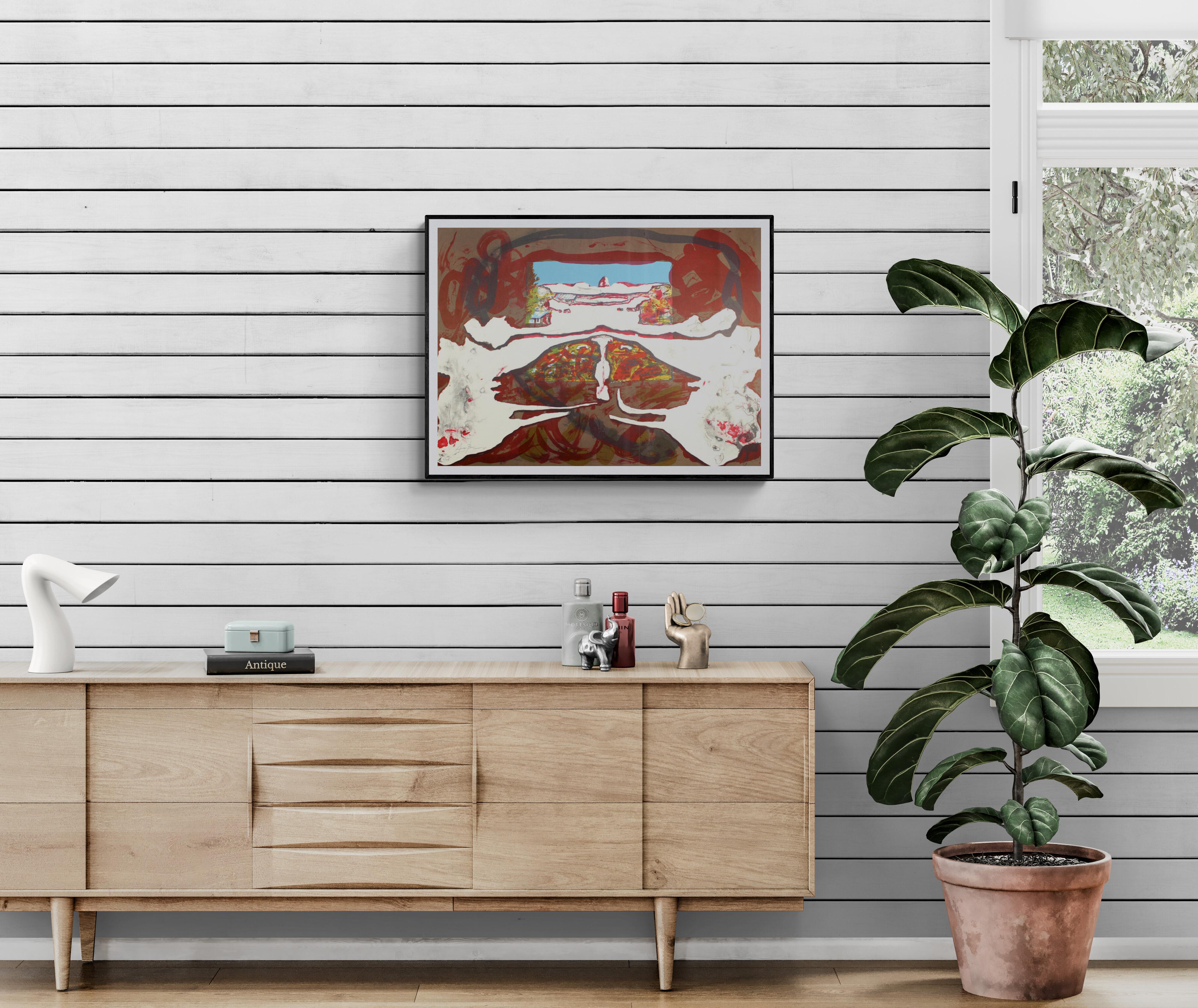 Eduardo Arranz-Bravo CASA CON CIELO BLU Litografia Arte astratta Interior Design 2