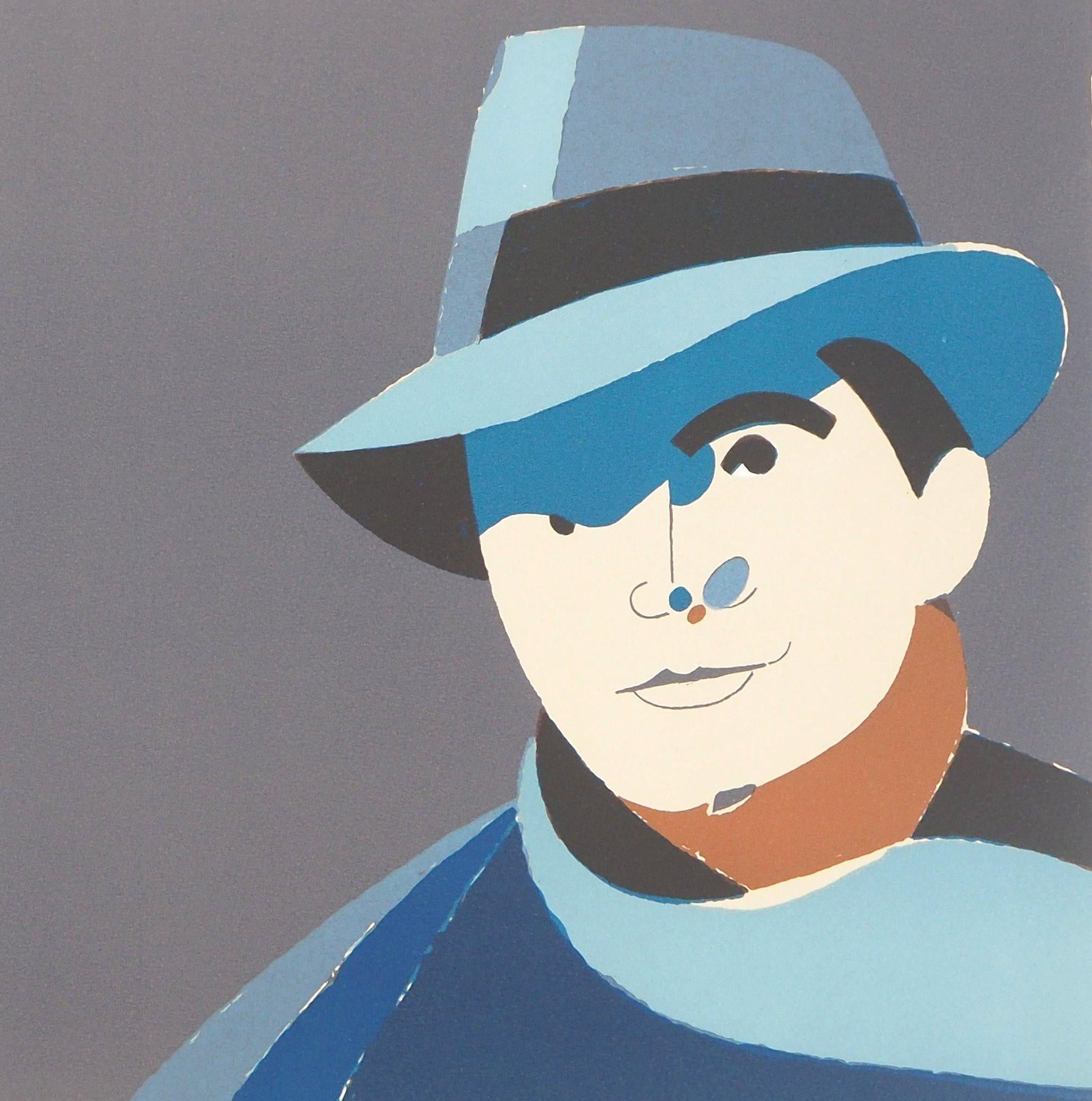 Jean Moulin, Man with Hat - Original Handsigned Lithograph 1