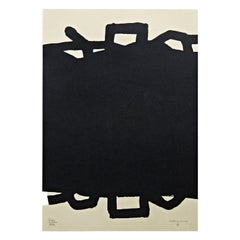 Eduardo Chillida Abstract Black Lithography "Untitled" on Paper, 1999