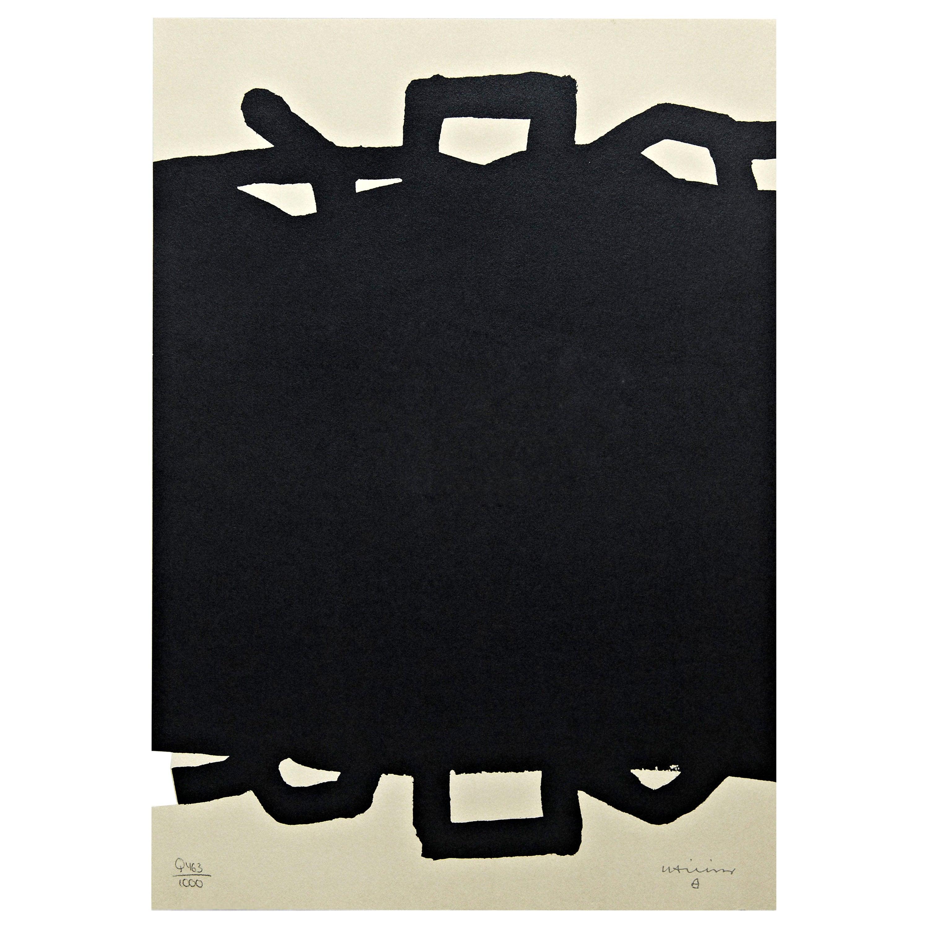 Eduardo Chillida Abstract Black Lithography "Untitled" on Paper, 1999