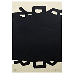 Abstrakte schwarze Lithografie „Ohne Titel“ von Eduardo Chillida auf Papier, 1999