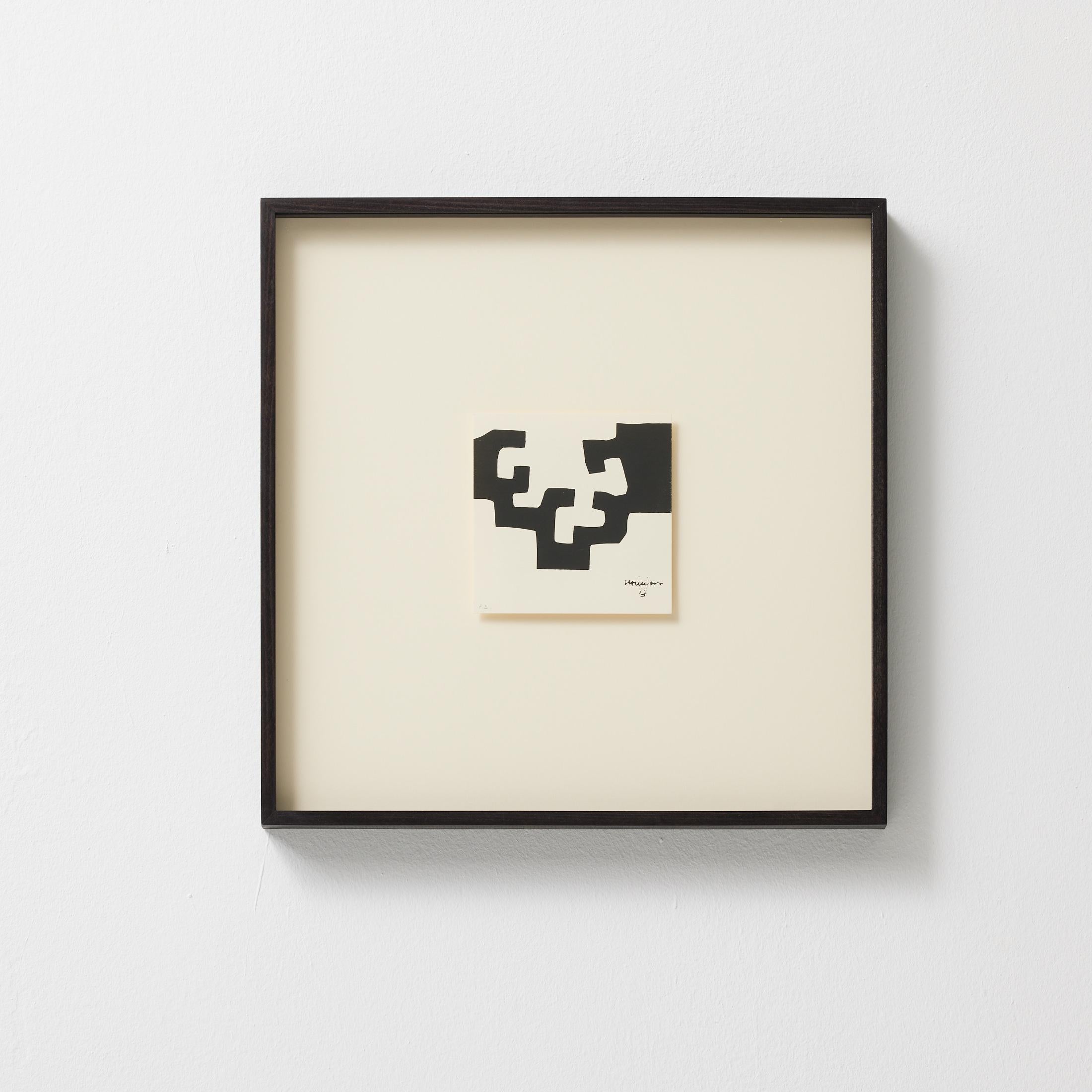This extraordinary small lithograph by Eduardo Chillida, created in 1975, was originally produced as an invitation for one of the artist’s exhibitions. The piece is part of a rare Epreuve d'artiste (P.A.) edition, highlighting its exclusivity and